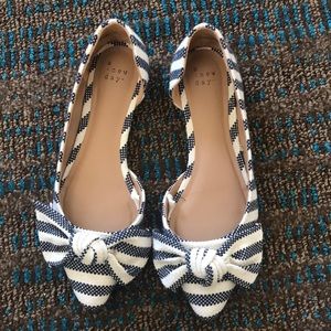 A New Day Striped Navy/White Flats with Bow